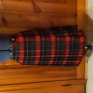 Vintage 1960's wool tartan pleated wrap skirt